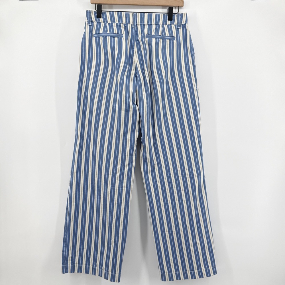 Everlane The Wide-Leg Chino Pants Blue White Stripe High Rise Organic Cotton 4 - Picture 6 of 11